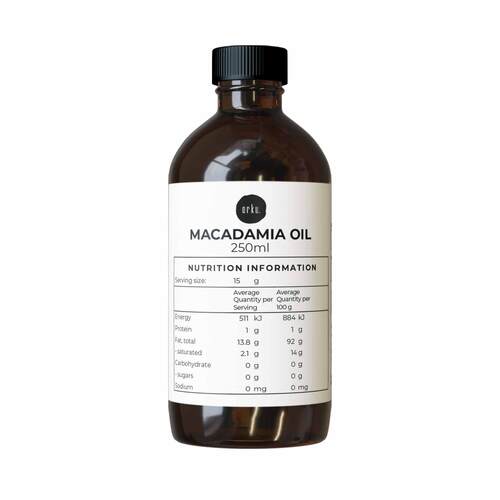 250ml Macadamia Nut Oil - Natural Cold Pressed Food Grade 100% Pure Cooking Oils - Main Image
