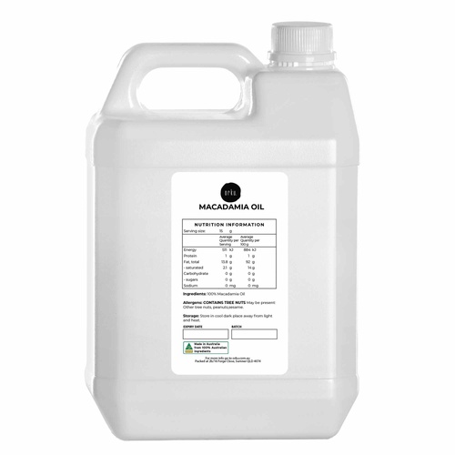 5L Macadamia Nut Oil - Natural Cold Pressed Food Grade 100% Pure Cooking Oils - Main Image