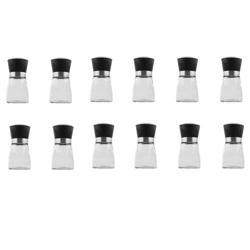 12x 150ml Glass Salt or Pepper Grinder 12cm - Adjustable Ceramic Core Short Mill - Main Image