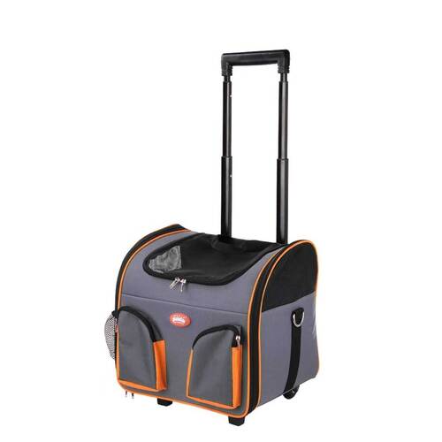 Pet Trolley Dog Cat Puppy Travel Wheeled Cart Portable Foldable Carrier Orange - Main Image
