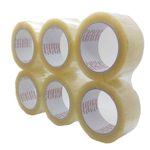 6x Clear Hotmelt Packaging Tape 48mmx75m Heavy Duty Shipping Packing Adhesive - Main Image