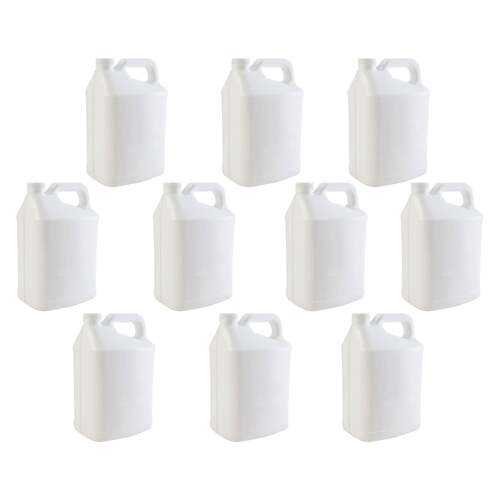 10x 5L White HDPE Plastic Bottles + Tamper Tel Caps - Dangerous Goods Jerry Can - Main Image