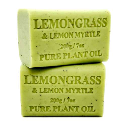 2x 200g Plant Oil Soap Lemongrass Lemon Myrtle Pure Vegetable Bar Australian - Main Image