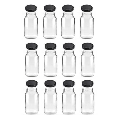 12x 500ml Flint Glass Jars + Twist Lids - Round Food Storage Preserving Jar - Main Image