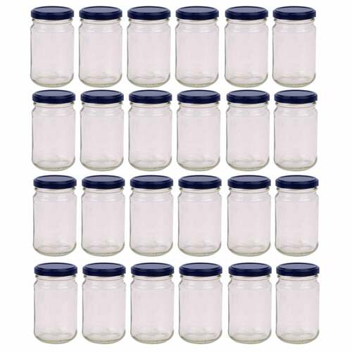 24x 375ml Flint Glass Jars + Twist Lids - Round Food Storage Preserving Jar - Main Image