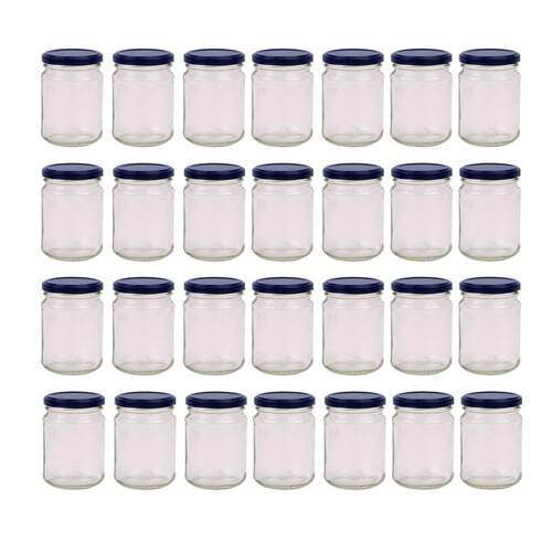 28x 250ml Flint Glass Jars +  Twist Lids - Round Food Storage Small Spices - Main Image
