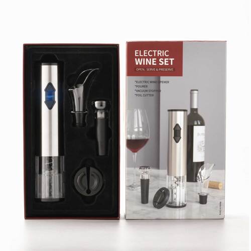 Electric Wine Bottle Opener Set - Automatic Corkscrew Pourer Pump Sealer Cutter - Main Image