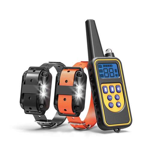 Dog Bark Collars - 2x 800m Range Recievers Vibration Sound Light Training Device - Main Image