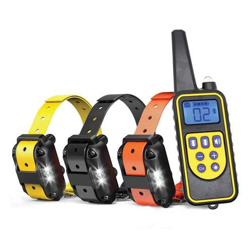 Dog Bark Collars - 3x 800m Range Recievers Vibration Sound Light Training Device - Main Image