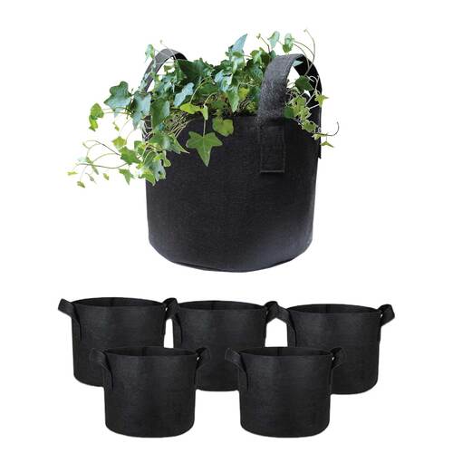 6 Pck 10 Gallon Fabric Flower Pots 38L Garden Planter Bags Black Felt Root Pouch - Main Image