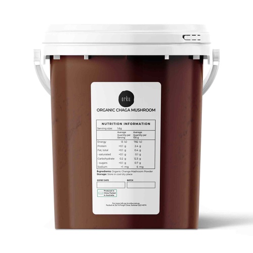 300g Organic Chaga Mushroom Powder Tub Bucket - Supplement Inonotus Obliquus - Main Image