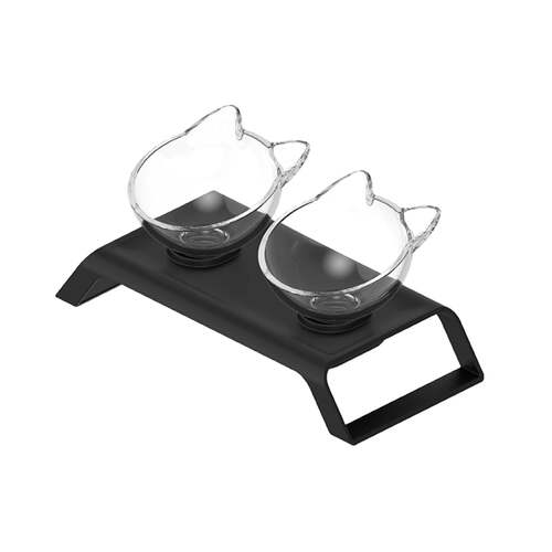 2x200ml Elevated Cat Bowl Stand - Double Dinner Pet Kitten Food Twin Feeder - Main Image