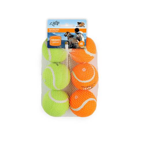 6 Pack Squeaking Tennis Ball - 6.5cm Squeaky Dog Puppy Play Fetch Outdoor Toy - Main Image