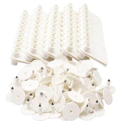 100x Cattle Ear Tags 5x2cm Set - Mini White Blank Pig Goat Livestock Label - Main Image