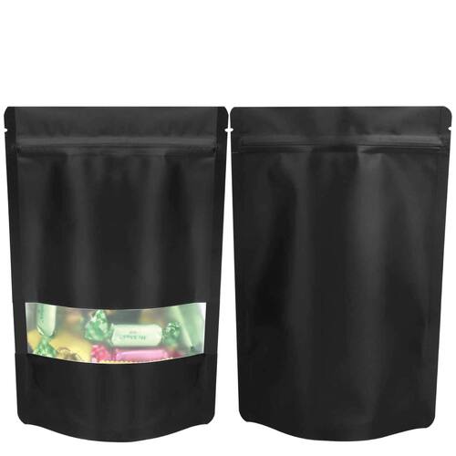 400 Resealable Mylar Stand Up Bags 36x25cm - Black Food Packaging Zip Pouch - Main Image