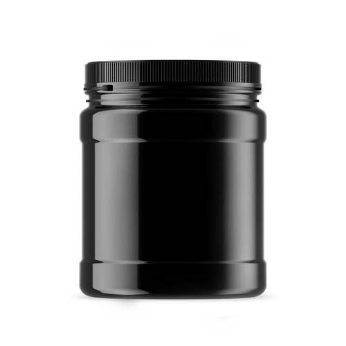 48x 1.5L Wide Mouth Plastic Jars and Lids Black - Empty Protein and Powder Tubs - Main Image