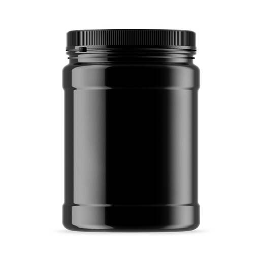 32x 2L Wide Mouth Plastic Jars and Lids Black - Empty Protein and Powder Tubs - Main Image