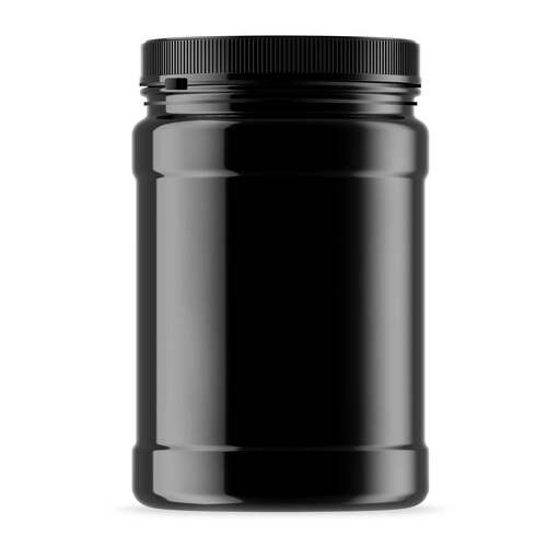 32x 2.5L Wide Mouth Plastic Jars and Lids Black - Empty Protein and Powder Tubs - Main Image