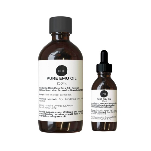 Orku 250ml Pure Emu Oil + Bonus 25ml Bottle - Australian Dromaius Novaehollandiae - Main Image