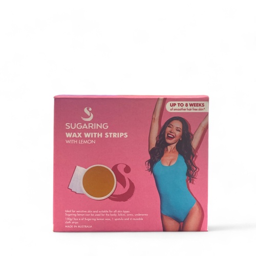 150g Sugaring Wax with Lemon with Reusable Strips - Home Hair Removal Kit - Main Image