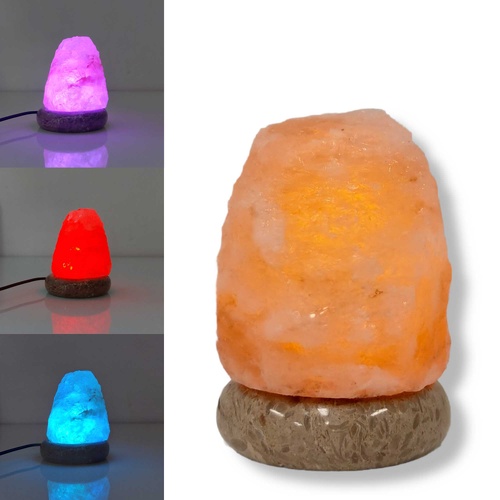 USB Colour Changing Salt Himalayan Lamp - Natural Shape Pink Rock LED Light - Main Image