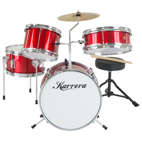 Karrera Children's 4pc Drum Kit - Red - Main Image