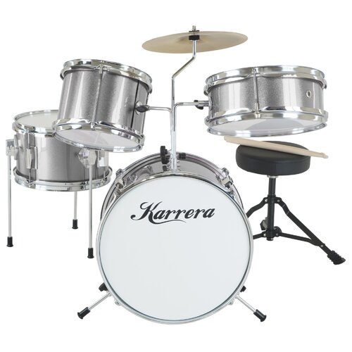 Karrera Childrens 4pc Drum Kit - Silver - Main Image