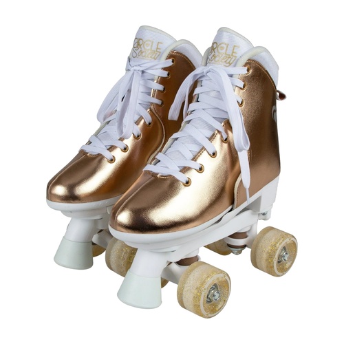 Circle Society Adjustable Quad Kids Roller Skates In Metallic Rose Gold - Main Image