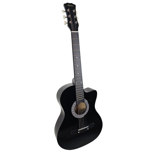 Karrera 38in Cutaway Acoustic Guitar with guitar bag - Black - Main Image