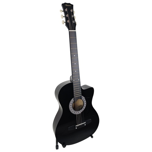 Karrera 38in Pro Cutaway Acoustic Guitar with Carry Bag - Black - Main Image