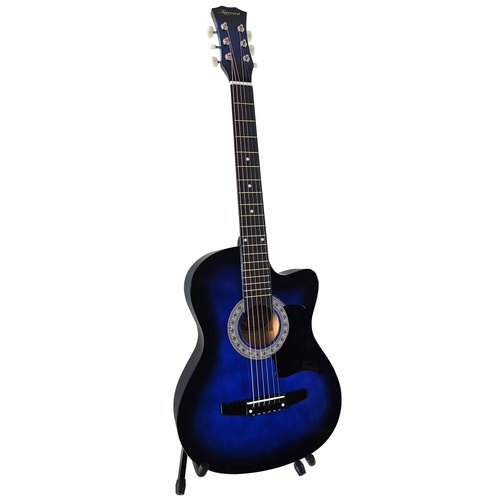 Karrera 38in Pro Cutaway Acoustic Guitar with Bag Strings - Blue Burst - Main Image