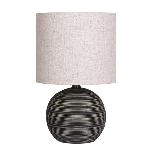 Sarantino Ceramic Table Lamp With Striped Pattern In Antique Black - Main Image
