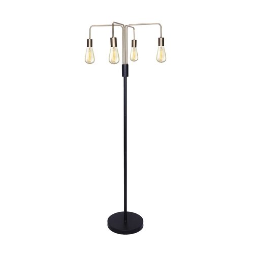 Sarantino Modern Exposed Bulb 4-Arm Industrial Light Floor Lamp - Main Image
