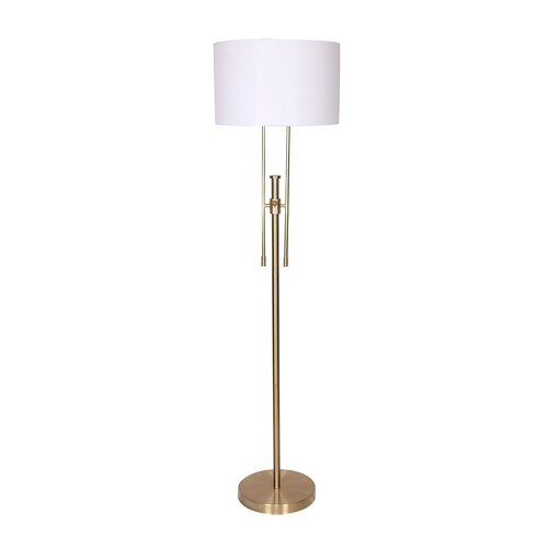 Sarantino Brushed Gold Height-Adjustable Metal Floor Lamp - Main Image