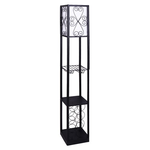 Sarantino Metal Etagere Floor Lamp with Wine Holder Shelf - Main Image