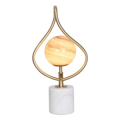 Sarantino Sculptural Orange Glass Table Lamp With White Marble Base - Main Image