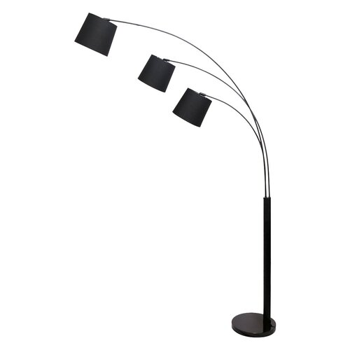 Sarantino 3-Light Arc Floor Lamp Adjustable Black 3 Shades - Main Image