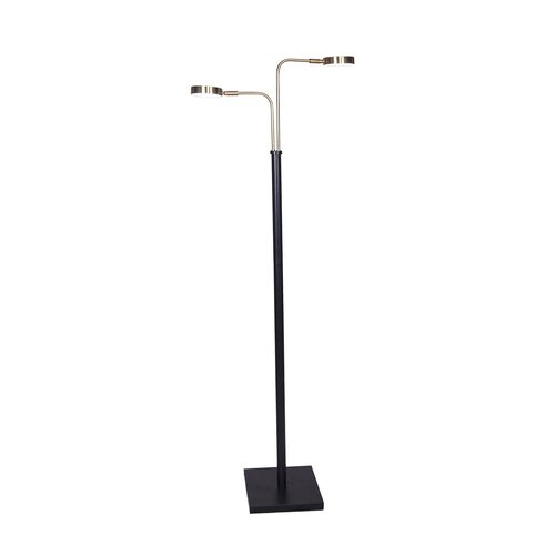 Sarantino LED Metal Floor Lamp with 2 Lights in Brushed Gold and Black Finish - Main Image