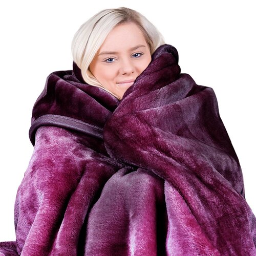 Laura Hill Mink Blanket Throw Purple Double Sided Queen Size Soft Plush Bed Faux Rug - Main Image