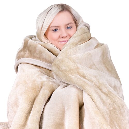 Laura Hill 800-gsm Faux Mink Throw Rug Blanket Queen Size Double-sided Large 220 X 240cm Heavy - Cream - Main Image
