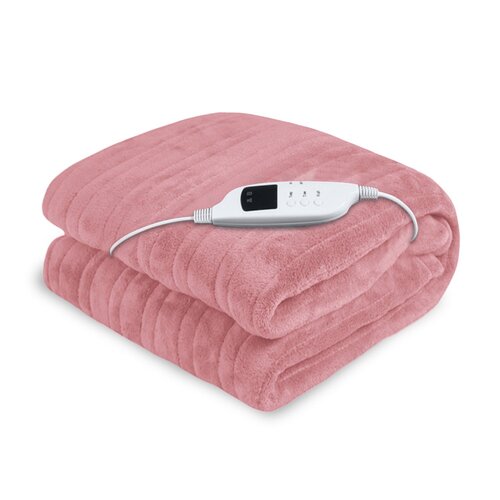 Laura Hill Heated Electric Blanket Throw Rug Coral Warm Fleece Pink - Main Image