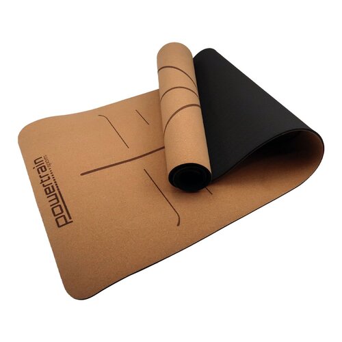 Powertrain Cork Yoga Mat with Carry Straps Home Gym Pilates - Body Line - Main Image
