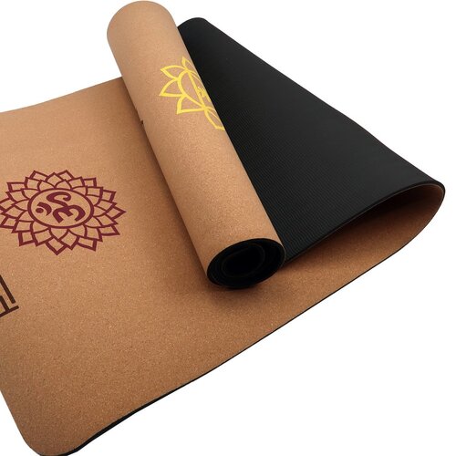 Powertrain Cork Yoga Mat with Carry Straps Home Gym Pilates - Chakras - Main Image