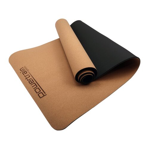 Powertrain Cork Yoga Mat with Carry Straps Home Gym Pilates - Plain - Main Image