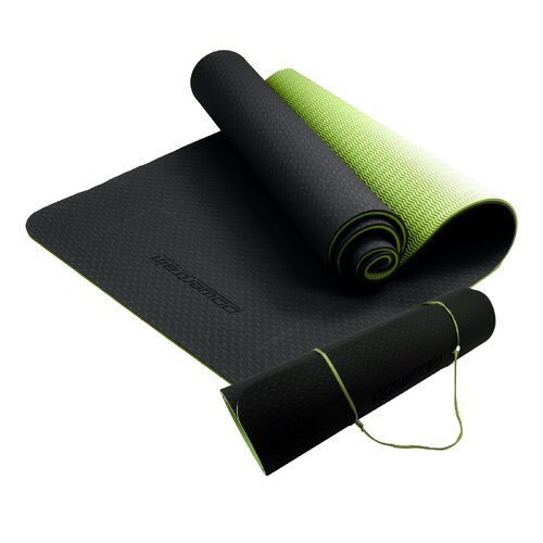 Powertrain TPE Pilates Exercise Yoga Mat 8mm - Black Green - Main Image