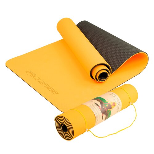 Powertrain Eco-friendly Dual Layer 8mm Yoga Mat | Orange | Non-slip Surface And Carry Strap For Ultimate Comfort And Portability - Main Image