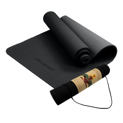 Powertrain Eco-friendly Dual Layer 6mm Yoga Mat | Midnight | Non-slip Surface And Carry Strap For Ultimate Comfort And Portability - Main Image