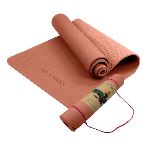 Powertrain Eco-friendly Dual Layer 6mm Yoga Mat | Peach | Non-slip Surface And Carry Strap For Ultimate Comfort And Portability - Main Image