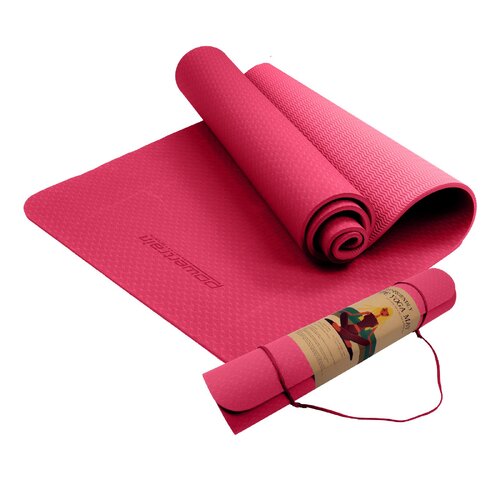 Powertrain Eco-friendly Dual Layer 6mm Yoga Mat | Pink | Non-slip Surface And Carry Strap For Ultimate Comfort And Portability - Main Image