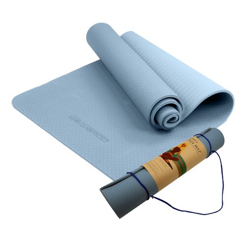 Powertrain Eco-friendly Dual Layer 6mm Yoga Mat | Sky Blue | Non-slip Surface And Carry Strap For Ultimate Comfort And Portability - Main Image